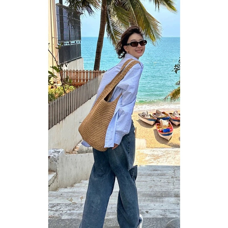 Wholesale Seaside holiday beach bag shoulder bag hand-woven bag large capacity